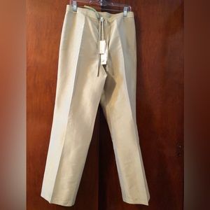 NWT Debra deRoo drawstring tan pants.  100% silk.  Size medium.